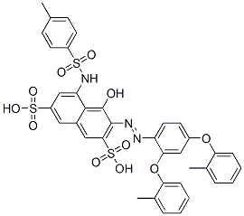 3-[[2,4-bis(2-methylphenoxy)phenyl]azo]-4-hydroxy-5-[[(p-tolyl)sulphonyl]amino]naphthalene-2,7-disulphonic acid 结构式