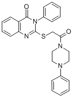 Piperazine, 1-(((3,4-dihydro-4-oxo-3-phenyl-2-quinazolinyl)thio)acetyl )-4-phenyl- 结构式