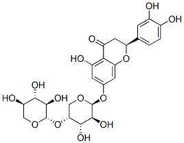 4H-1-Benzopyran-4-one, 2-(3,4-dihydroxyphenyl)-2,3-dihydro-5-hydroxy-7 -((4-O-beta-D-xylopyranosyl-beta-D-arabinopyranosyl)oxy)-, (S)- 结构式