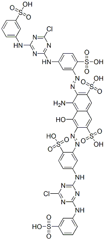 4-amino-3,6-bis[[5-[[4-chloro-6-[(3-sulphophenyl)amino]-1,3,5-triazin-2-yl]amino]-2-sulphophenyl]azo]-5-hydroxynaphthalene-2,7-disulphonic acid 结构式