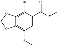 4-溴-7-甲氧基-1,3-苯并二氧杂环戊烯-5-羧酸甲酯 结构式