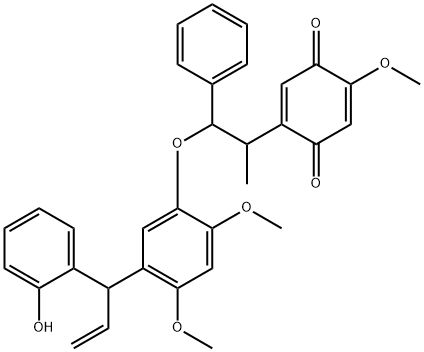 2-[2-[5-[1-(2-Hydroxyphenyl)-2-propenyl]-2,4-dimethoxyphenoxy]-1-methyl-2-phenylethyl]-5-methoxy-2,5-cyclohexadiene-1,4-dione 结构式