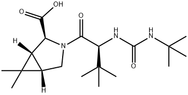 (1R,2S,5S)-3-[(2S)-2-[[[(叔丁基)氨基]羰基]氨基]-3,3-二甲基-1-氧代丁基]-6,6-二甲基-3-氮杂双环[3.1.0]己烷-2-羧酸 结构式
