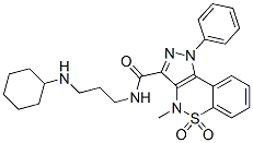 3-[3-(Cyclohexylamino)propylaminocarbonyl]-1,4-dihydro-4-methyl-1-phenylpyrazolo[4,3-c][1,2]benzothiazine-5,5-dioxide 结构式