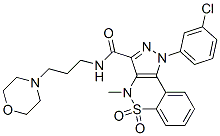 1-(m-Chlorophenyl)-3-(3-morpholinopropylaminocarbonyl)-4-methyl-1,4-dihydropyrazolo[4,3-c][1,2]benzothiazine 5,5-dioxide 结构式