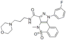 1-(m-Fluorophenyl)-1,4-dihydro-4-methyl-3-(3-morpholinopropylaminocarbonyl)pyrazolo[4,3-c][1,2]benzothiazine 5,5-dioxide 结构式