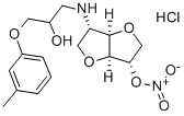 5-(2-Hydroxy-3-(3-tolyloxy)-propylamino)-5-desoxy-1,4:3,6-dianhydro-L- idit-2-nitrat HCl 结构式