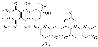 [6-[6-[(3-acetyl-3,5,10,12-tetrahydroxy-6,11-dioxo-2,4-dihydro-1H-tetr acen-1-yl)oxy]-4-dimethylamino-2-methyl-oxan-3-yl]oxy-2-methyl-3-(6-me thyl-5-oxo-oxan-2-yl)oxy-oxan-4-yl] acetate 结构式