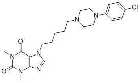 1H-Purine-2,6-dione, 3,7-dihydro-7-(5-(4-(4-chlorophenyl)-1-piperaziny l)pentyl)-1,3-dimethyl-, 结构式