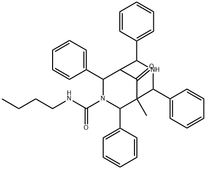 N-butyl-1-methyl-9-oxo-2,4,6,8-tetraphenyl-3,7-diazabicyclo[3.3.1]nona ne-7-carboxamide 结构式