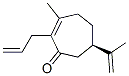 2-Cyclohepten-1-one,3-methyl-6-(1-methylethenyl)-2-(2-propenyl)-,(6R)-(9CI) 结构式