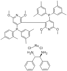 二氯[(S)-(-)-2,2',6,6'-四甲氧基-4,4'-双(二(3,5-二甲苯基)膦基)-3,3'-联吡啶][(1S,2S)-(-)-1,2-二苯基乙二胺]合钌(II) 结构式
