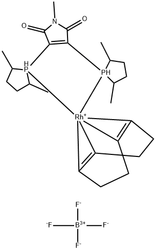 (-)-2,3-双[(2R,5R)-2,5-二甲基磷]-N-甲基马来酰亚胺(1,5-环辛二烯)四氟硼酸铑(I) 结构式