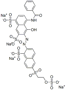 tetrasodium 4-(benzoylamino)-5-hydroxy-6-[[1-sulphonato-6-[[2-(sulphonatooxy)ethyl]sulphonyl]-2-naphthyl]azo]naphthalene-1,7-disulphonate 结构式