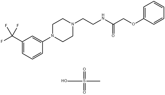 methanesulfonic acid, 2-phenoxy-N-[2-[4-[3-(trifluoromethyl)phenyl]pip erazin-1-yl]ethyl]acetamide 结构式