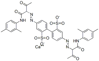 calcium 4,4'-bis[[1-[[(2,4-dimethylphenyl)amino]carbonyl]-2-oxopropyl]azo][1,1'-biphenyl]-2,2'-disulphonate 结构式