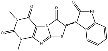 Thiazolo[2,3-f]purine-2,4,6(1H,3H,7H)-trione,  7-(1,2-dihydro-2-oxo-3H-indol-3-ylidene)-1,3-dimethyl- 结构式