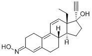 13-Ethyl-17-hydroxy-18,19-dinorpregna-4,9,11-trien-20-yn-3-one 3-oxime 结构式