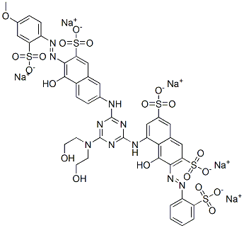 2,7-Naphthalenedisulfonic acid, 5-[[4-[bis(2-hydroxyethyl)amino]-6-[[5-hydroxy-6-[(4-methoxy-2-sulfophenyl)azo]-7-sulfo-2-naphthalenyl]amino]-1,3,5-triazin-2-yl]amino]-4-hydroxy-3-[(2-sulfophenyl)azo]-, pentasodium salt 结构式