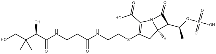 3-[2-[3-[(2,4-dihydroxy-3,3-dimethyl-butanoyl)amino]propanoylamino]eth ylsulfanyl]-7-oxo-6-(1-sulfooxyethyl)-1-azabicyclo[3.2.0]hept-2-ene-2- carboxylic acid 结构式