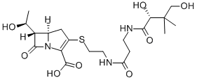 1-Azabicyclo(3.2.0)hept-2-ene-2-carboxylic acid, 3-((2-((3-((2,4-dihyd roxy-3,3-dimethyl-1-oxobutyl)amino)-1-oxopropyl)amino)ethyl)thio)-6-(1 -hydroxyethyl)-7-oxo-, (5R-(3(R*),5-alpha,6-alpha(S*)))- 结构式