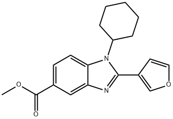 1-CYCLOHEXYL-2-(3-FURANYL)-1H-BENZIMIDAZOLE-5-CARBOXYLIC ACID, METHYL ESTER 结构式