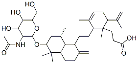 3-[2-[2-[6-[3-acetamido-4,5-dihydroxy-6-(hydroxymethyl)oxan-2-yl]oxy-5,5,8a-trimethyl-2-methylidene-decalin-1-yl]ethyl]-1,3-dimethyl-6-prop-1-en-2-yl-1-cyclohex-3-enyl]propanoic acid 结构式