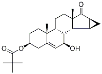 (3BETA,7BETA,15ALPHA,16ALPHA)-3-(2,2-二甲基-1-氧代丙氧基)-15,16-二氢-7-羟基-3'H-环丙烯并[15,16]雄甾-5,15-二烯-17-酮 结构式