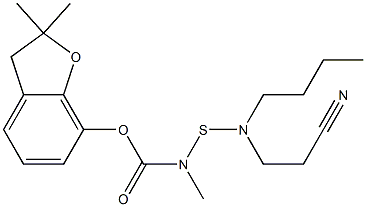 (2,2-dimethyl-3H-benzofuran-7-yl) N-(butyl-(2-cyanoethyl)amino)sulfany l-N-methyl-carbamate 结构式