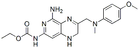 (5-Amino-1,2-dihydro-3-(((4-methoxyphenyl)methylamino)methyl)pyrido (- 3,4-b)pyrazin-7-yl)-, carbamic acid, ethyl ester 结构式