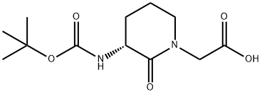 (3R)-3-[[叔丁氧羰基]氨基]-2-氧代-1-哌啶乙酸 结构式