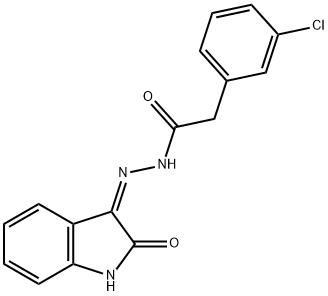 2-(3-chlorophenyl)-N'-(2-oxo-1,2-dihydro-3H-indol-3-yliden)acetohydrazide 结构式
