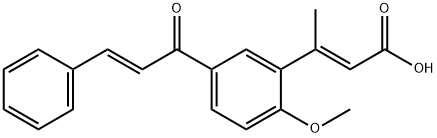 (E,E)-3-(2-Methoxy-5-(1-oxo-3-phenyl-2-propenyl)phenyl)-2-butenoic aci d 结构式