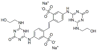 disodium 4,4'-bis[[1,4-dihydro-6-[(2-hydroxyethyl)amino]-4-oxo-1,3,5-triazin-2-yl]amino]stilbene-2,2'-disulphonate  结构式