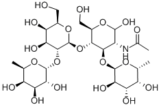2-乙酰氨基--2-脱氧-3-O-(ALPHA-L-吡喃葡萄糖)-4-O-[2-O-(A-L-吡喃葡萄糖-)-BETA-D-半乳糖吡喃]-D-谷氨酸 结构式
