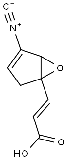 (+)-3-(4-Isocyano-6-oxabicyclo(3.1.0)hex-3-en-1-yl)-2-propenoic acid 结构式