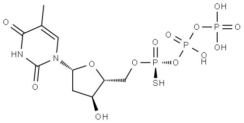 胸苷 5'-P''-[P''(R)]-硫代三磷酸酯 结构式