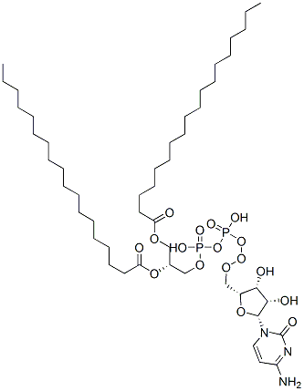 [[(2R,3R,4S,5R)-5-(4-amino-2-oxo-pyrimidin-1-yl)-3,4-dihydroxy-oxolan- 2-yl]methoxy-hydroxy-phosphoryl]oxy-[(2R)-2,3-dioctadecanoyloxypropoxy ]phosphinic acid 结构式