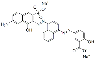 5-[[4-[(7-氨基-1-羟基-3-磺基-2-萘基)偶氮]-1-萘基]偶氮]-2-羟基苯甲酸钠盐 结构式