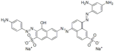 3-[(4-aminophenyl)azo]-6-[[4-[(2,4-diaminophenyl)azo]-6-sulpho-1-naphthyl]azo]-4-hydroxynaphthalene-2-sulphonic acid, sodium salt 结构式