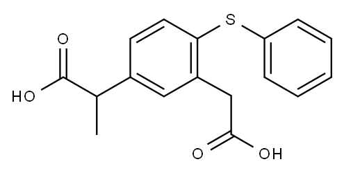 5-(1-羧乙基)-2-(苯硫基)苯乙酸 结构式