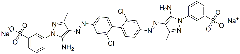 disodium 3,3'-[(2,2'-dichloro[1,1'-biphenyl]-4,4'-diyl)bis[azo(5-amino-3-methyl-1H-pyrazole-4,1-diyl)]]bis[benzenesulphonate] 结构式