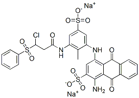 disodium 1-amino-4-[[3-[[3-chloro-1-oxo-3-(phenylsulphonyl)propyl]amino]-2-methyl-5-sulphonatophenyl]amino]-9,10-dihydro-9,10-dioxoanthracene-2-sulphonate 结构式