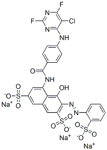 5-[[4-[(5-chloro-2,6-difluoropyrimidin-4-yl)amino]benzoyl]amino]-4-hydroxy-3-[(2-sulphophenyl)azo]naphthalene-2,7-disulphonic acid, sodium salt 结构式
