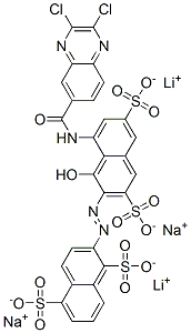 2-[[8-[[(2,3-dichloroquinoxalin-6-yl)carbonyl]amino]-1-hydroxy-3,6-disulpho-2-naphthyl]azo]naphthalene-1,5-disulphonic acid, lithium sodium salt 结构式