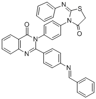 4(3H)-Quinazolinone, 3-(4-(4-oxo-2-(phenylimino)-3-thiazolidinyl)pheny l)-2-(4-((phenylmethylene)amino)phenyl)- 结构式