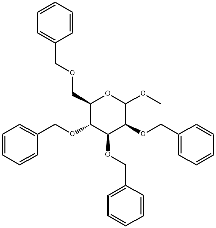 甲基2,3,4,6-四-O-(苯基甲基)-D-吡喃甘露糖苷 结构式