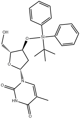 ((2R,4S,5R)-4-(tert-butyldiphenylsilyloxy)-5-(hydroxyMethyl)-tetrahydrofuran-2-yl)-5-MethylpyriMidine-2,4(1H,3H)-dione 结构式