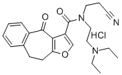 4H-Benzo(4,5)cyclohepta(1,2-b)furan-3-carboxamide, 9,10-dihydro-N-(2-c yanoethyl)-N-(2-(diethylamino)ethyl)-4-oxo-, monohydrochloride 结构式