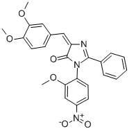 4H-Imidazol-4-one, 3,5-dihydro-5-((3,4-dimethoxyphenyl)methylene)-3-(2 -methoxy-4-nitrophenyl)-2-phenyl- 结构式